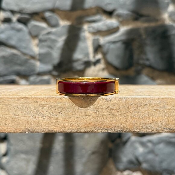 Hermès Burgundy Enamel GHW Clic H Bracelet - Picture 6 of 14